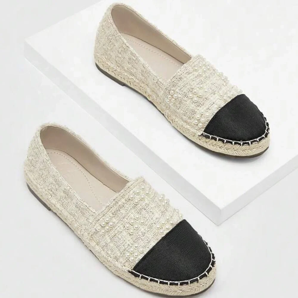 Destination Collection Women Faux Pearl Decor Espadrille Flats